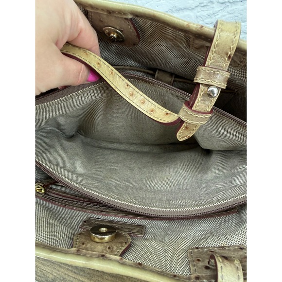 Dooney & Bourke Ostrich Embossed Leather Tote Tan Shoulder Bag Classic Preppy - Picture 11 of 16
